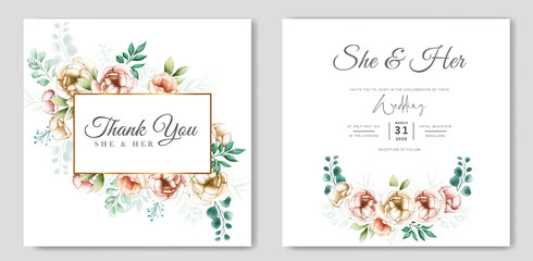 invitation design with watercolor floral 