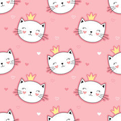 Estores personalizados crianças com sua foto Cute princess cats seamless pattern, little kitty. Girlish print for textiles, packaging, fabrics, wallpapers.