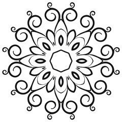 Round abstract ornament in oriental style, mandala isolated on white background, vector illustration.
