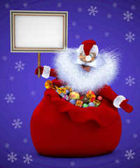 Santa Claus Shows Mockup Poster. 3d Render Illustration