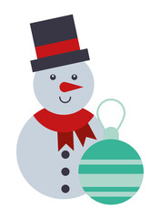 merry christmas ball hanging with snowman