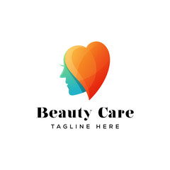 beauty care logo, love girl logo template 