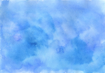 Fototapeta na wymiar Watercolor abstract background, blue ice stains. Winter patterns.