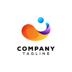 abstract letter J colorful logo template, colorful letter J logo