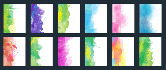 Big set of bright colorful vector watercolor background for poster, brochure or flyer	