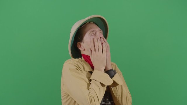Adult Man Explorer Rubbing His Face Frustrated