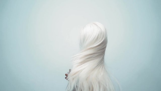 African sexy girl with white hair on white