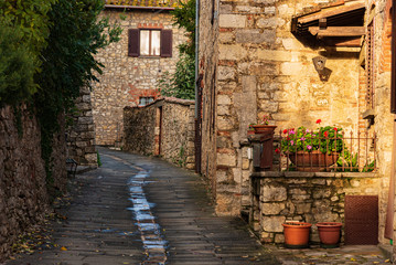 Fototapeta na wymiar View of Vertine a small medieval town in Tuscany