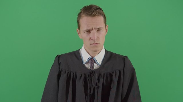 Adult Man Judge Looking Suspiciously To Court