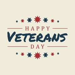 Happy Veterans day letter vintage style emblem background