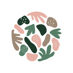 Abstract elements in circle shape hand drawn vector illustration. Creative modern art