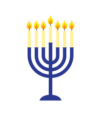 Vector flat cartoon Hanukah candles isolated on white background