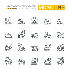 Industrial Vehicles Icons,  Monoline concept The icons were created on a 48x48 pixel aligned, perfect grid providing a clean and crisp appearance. Adjustable stroke weight.  - 301284881