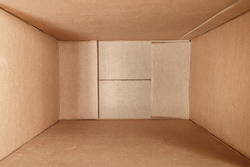Inside empty open cardboard box