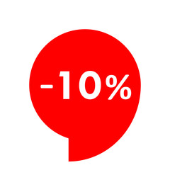 Sale - minus 10 percent - red tag isolated - vector