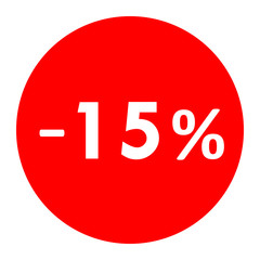 Sale - minus 15 percent - red tag isolated - vector