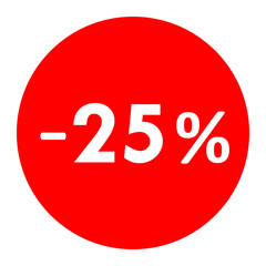 Sale - minus 25 percent - red tag isolated - vector