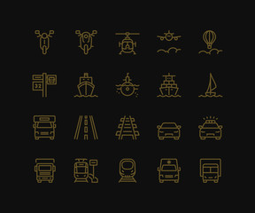 Transport Icons, oncoming view,  Monoline concept The icons were created on a 48x48 pixel aligned, perfect grid providing a clean and crisp appearance. Adjustable stroke weight. 