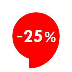 Sale - minus 25 percent - red tag isolated - vector