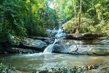 Tat Mok waterfall in Chinag Mai, Thailand. Tatmok or Tard mok waterfall at Mae Rim District in...