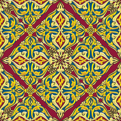 Arabesque floral design in golden effect with matching harmonic colors