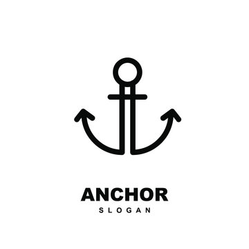 Modern Line anchor logo icon design vector illustration