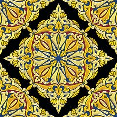 Arabesque floral design in golden effect with matching harmonic colors