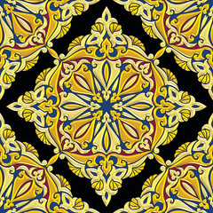 Arabesque floral design in golden effect with matching harmonic colors