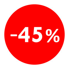 Sale - minus 45 percent - red tag isolated - vector