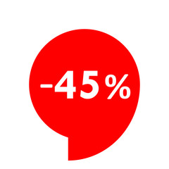 Sale - minus 45 percent - red tag isolated - vector