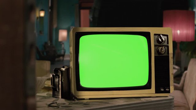 Retro TV with Green Screen. You can replace green screen with the footage or picture you want. You can do it with “Keying” effect in After Effects or any other video editing software (check out tutori