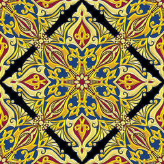 Arabesque floral design in golden effect with matching harmonic colors
