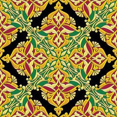 Arabesque floral design in golden effect with matching harmonic colors