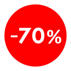 Sale - minus 70 percent - red tag isolated - vector