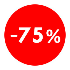 Sale - minus 75 percent - red tag isolated - vector