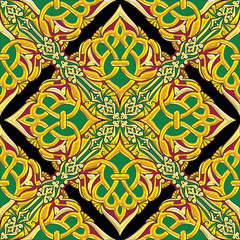 Arabesque floral design in golden effect with matching harmonic colors