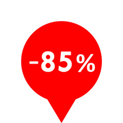 Sale - minus 85 percent - red tag isolated - vector