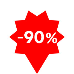 Sale - minus 90 percent - red tag isolated - vector