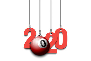 Obraz na płótnie Canvas 2020 New Year and billiard ball hanging on strings