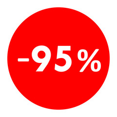 Sale - minus 95 percent - red tag isolated - vector
