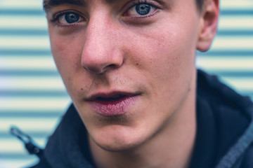 close up portrait of a candid young man
