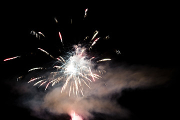 Firework lights in the dark sky