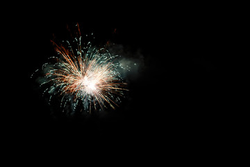 Firework lights in the dark sky