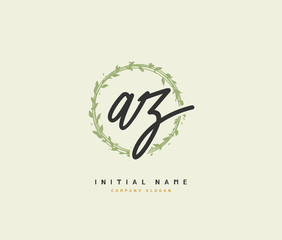 A Z AZ Beauty vector initial logo, handwriting logo of initial signature, wedding, fashion, jewerly, boutique, floral and botanical with creative template for any company or business.