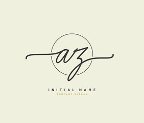 A Z AZ Beauty vector initial logo, handwriting logo of initial signature, wedding, fashion, jewerly, boutique, floral and botanical with creative template for any company or business.