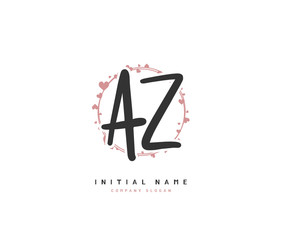 A Z AZ Beauty vector initial logo, handwriting logo of initial signature, wedding, fashion, jewerly, boutique, floral and botanical with creative template for any company or business.