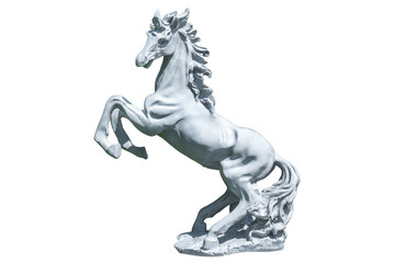 Horse statue isolated on white background. Skittish horse sculpt - Powered by Adobe