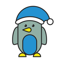 cute penguin with christmas hat character