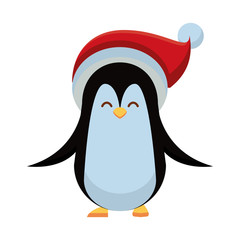cute penguin with christmas hat character