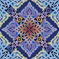 Arabesque seamless tile design in colorful multi color combinations